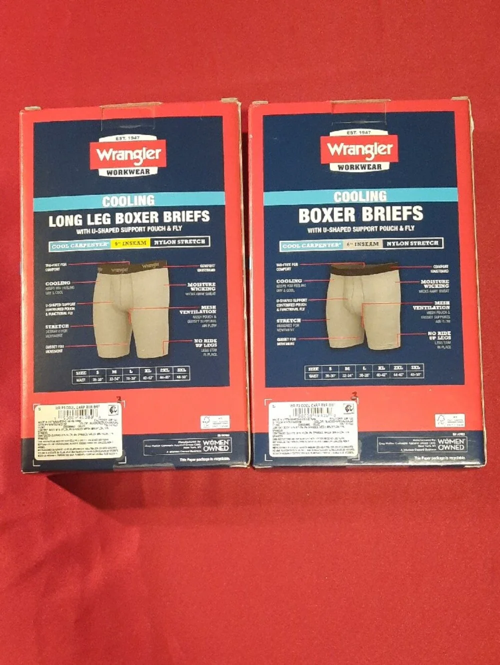 2 Wrangler Men's Boxer Briefs 3 Pack - Olive, Gray,Red & Black